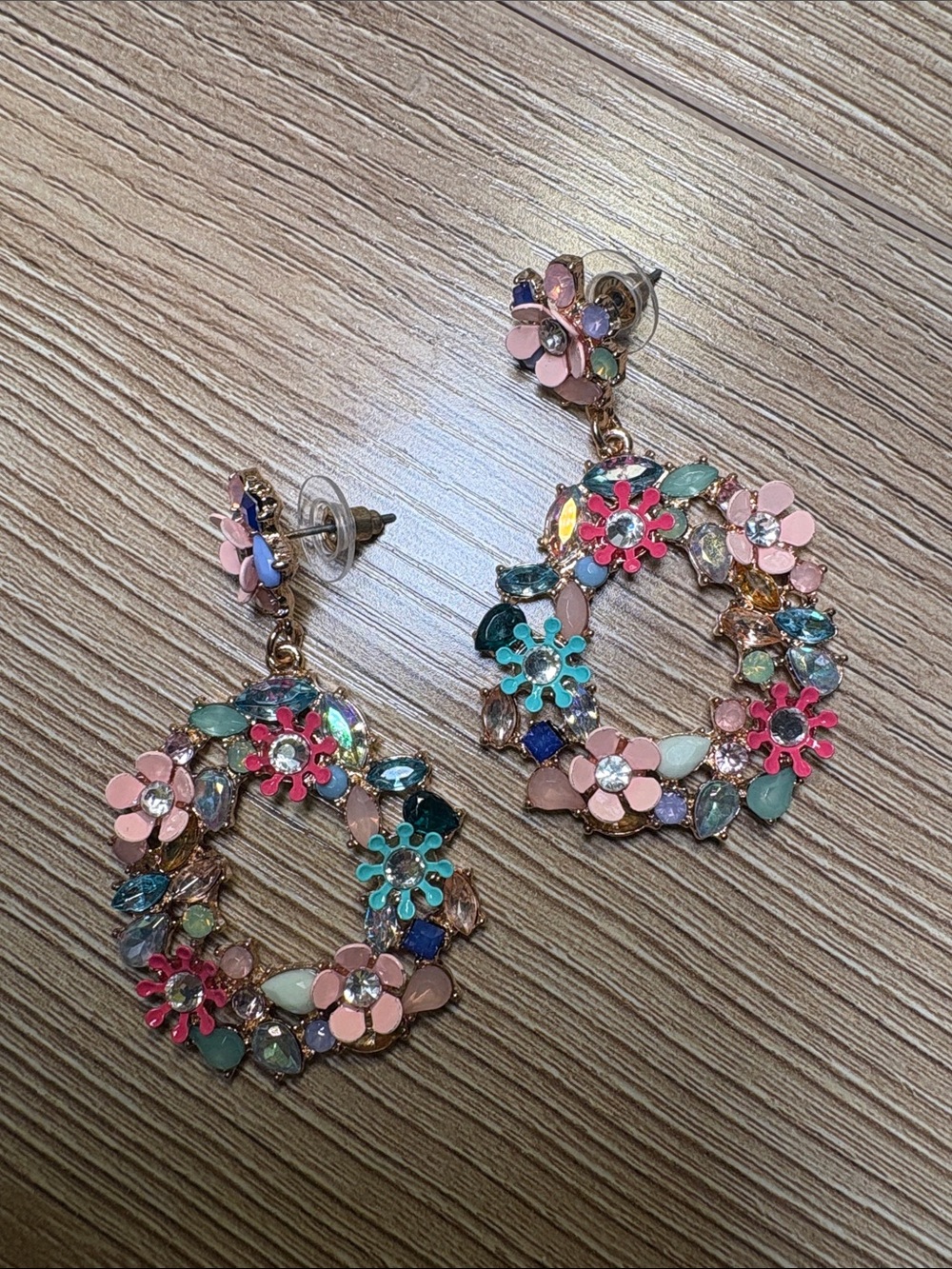 Gold and Pink Statement Earrings
